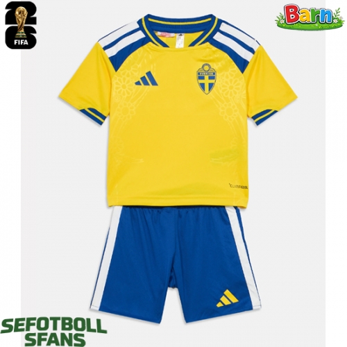 Sverige Hemmaställ Barn VM 2026 Kortärmad (+ Korta byxor)
